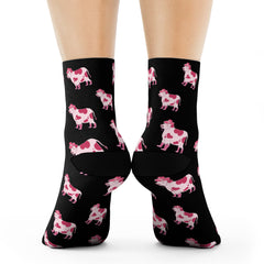 All-Over Pink Cow Socks – Cute Hearts, Bows & Booted Moo-d