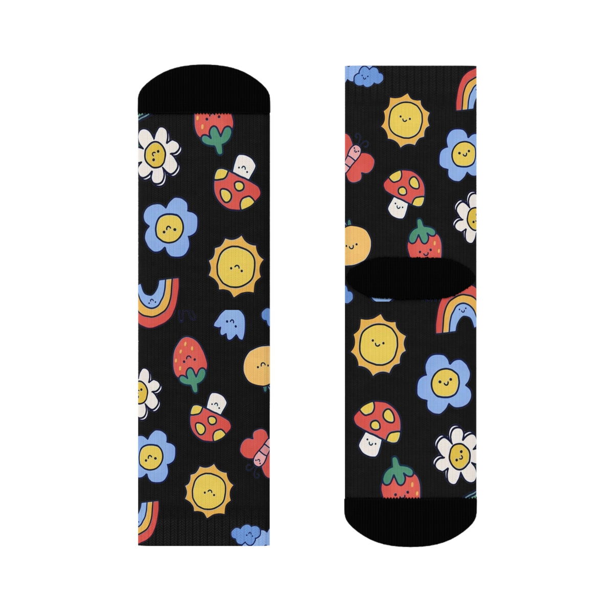 Happy Vibes Socks – Colorful Flowers, Suns, and Smiles All Over