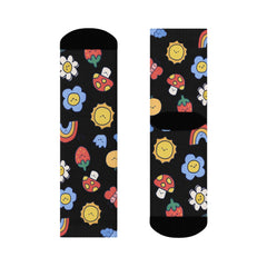 Happy Vibes Socks – Colorful Flowers, Suns, and Smiles All Over