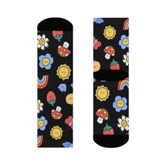 Happy Vibes Socks – Colorful Flowers, Suns, and Smiles All Over