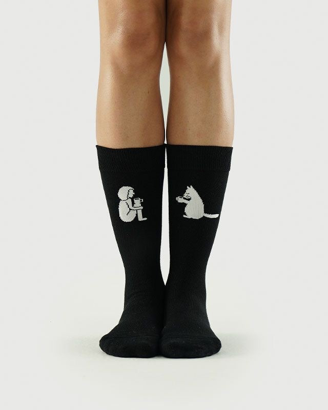 Forever Buddies Socks – Kid & Pup Duo on Classic Black
