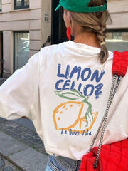 Limoncello Graphic T-Shirt – Lemon Print Oversized Tee with “La Dolce Vita” Text