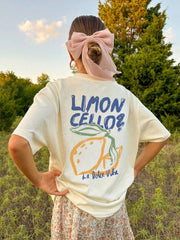 Limoncello Graphic T-Shirt – Lemon Print Oversized Tee with “La Dolce Vita” Text