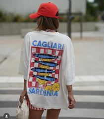 Cagliari Sardinia Graphic T-Shirt – Vintage Fish Print Oversized Tee