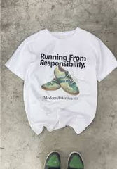 Running from Responsibilities T-Shirt – Funny Sneaker Graphic Oversized Tee