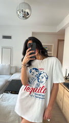 Tequila Breakfast of Champions T-Shirt – Retro Graphic Oversized Tee