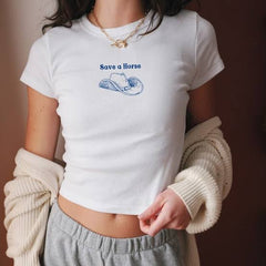 Save a Horse Crop Top – Cowboy Hat Western Graphic Tee
