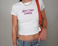 West Coast Cowgirl Crop Top – Retro Western Graphic Tee