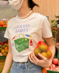 Grocery Basket Cropped T-Shirt – Summerwand Graphic Tee