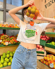 Grocery Basket Cropped T-Shirt – Summerwand Graphic Tee