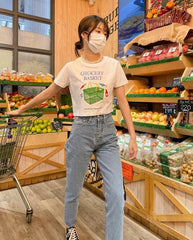 Grocery Basket Cropped T-Shirt – Summerwand Graphic Tee