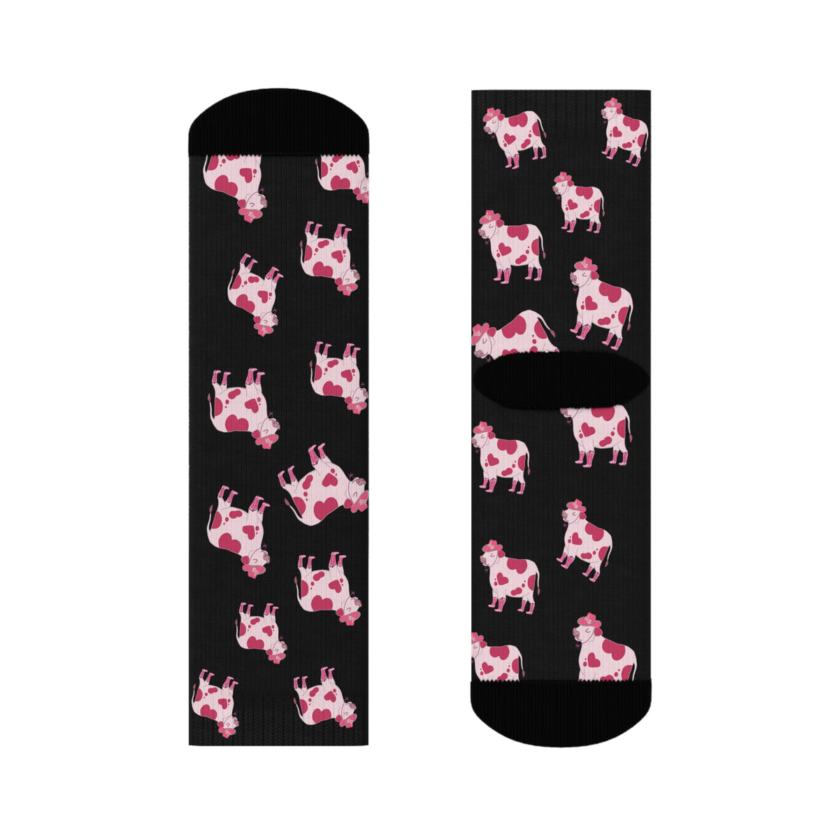 All-Over Pink Cow Socks – Cute Hearts, Bows & Booted Moo-d